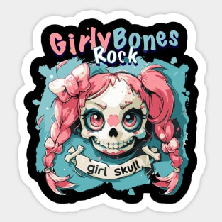 Skull Girl, Skull Fun T-Shirt 01 Sticker